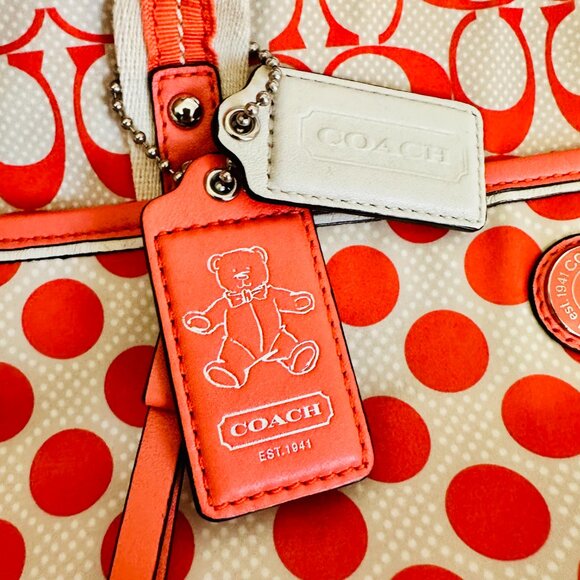 EUC COACH WATER RESISTANT SIGNATURE LOGO POLKA DOTS BABY DIAPER TOTE W DUST BAG - Picture 11 of 16